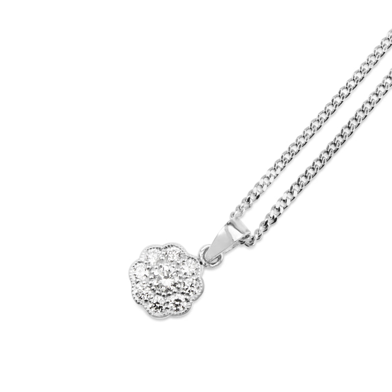 9ct White Gold Daisy Flower Diamond Necklace