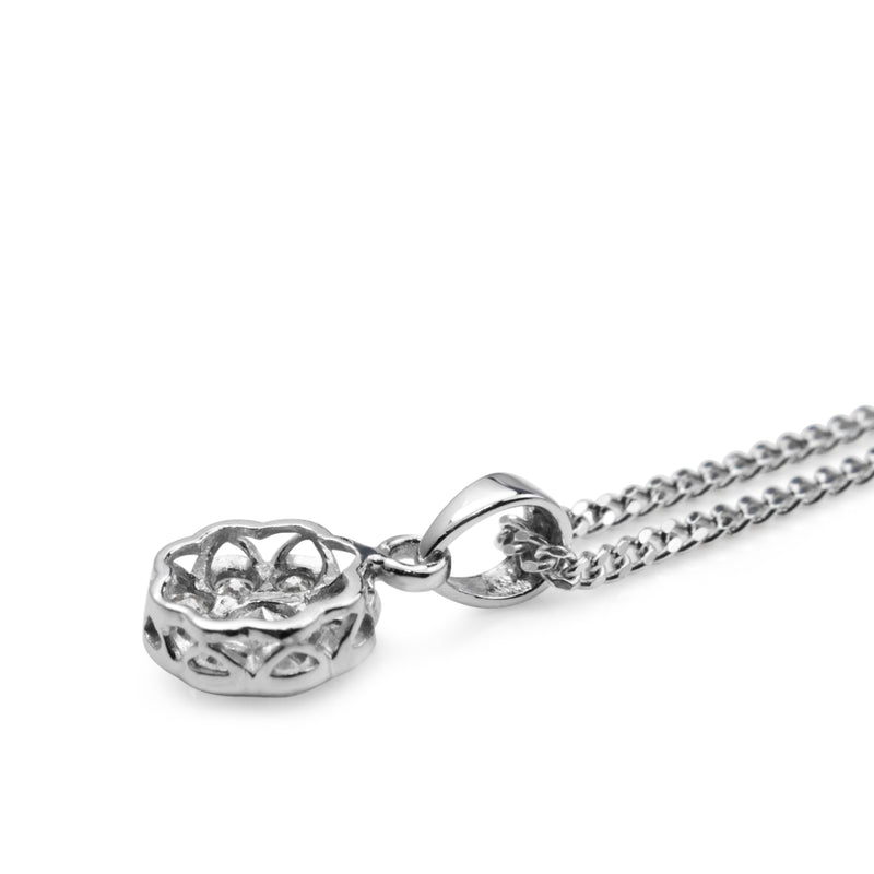 9ct White Gold Daisy Flower Diamond Necklace