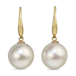 18ct Yellow Gold 12mm South Sea Drop Pearl Earrings