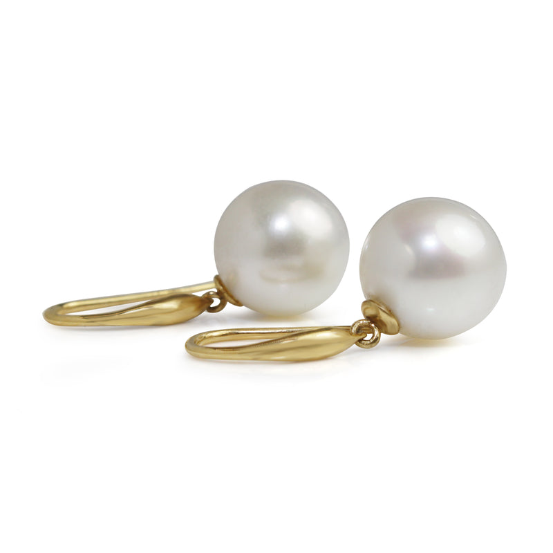 18ct Yellow Gold 12mm South Sea Drop Pearl Earrings