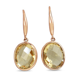 9ct Rose Gold Citrine Drop Earrings