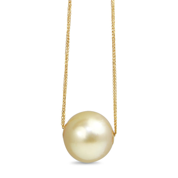 18ct Yellow Gold 12mm Golden South Sea Pearl Necklace