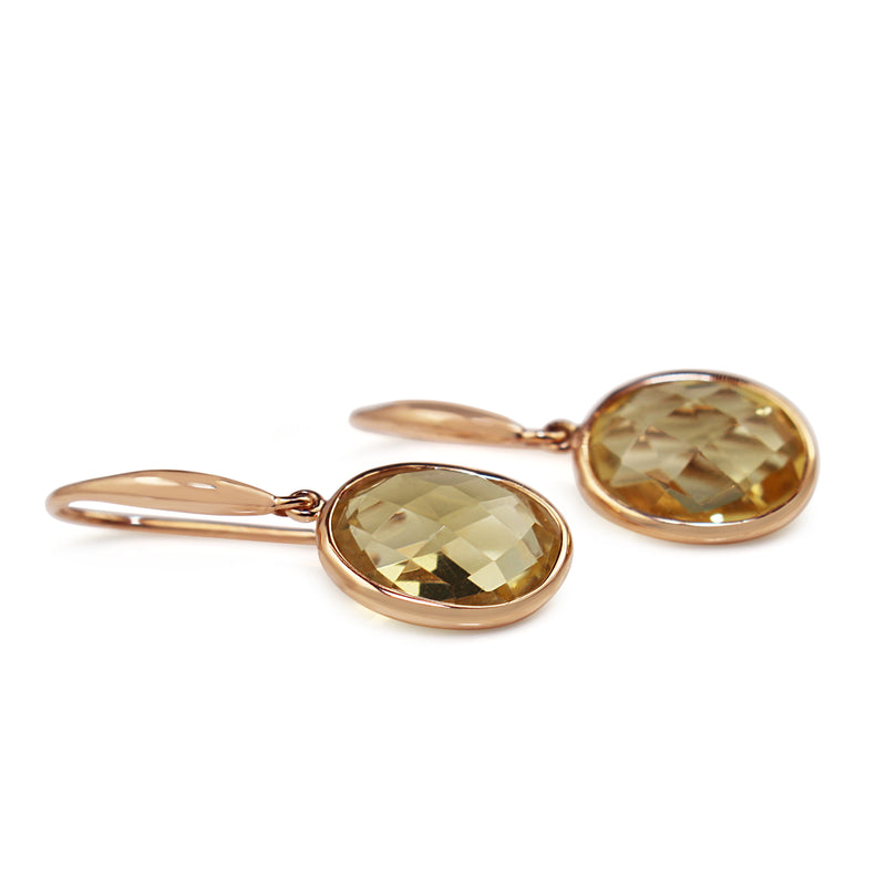9ct Rose Gold Citrine Drop Earrings