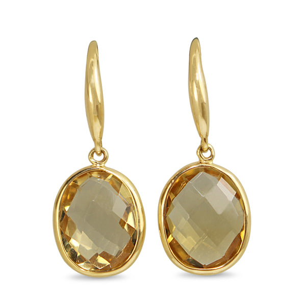 9ct Yellow Gold Citrine Drop Earrings