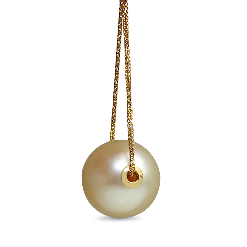 18ct Yellow Gold 12mm Golden South Sea Pearl Necklace