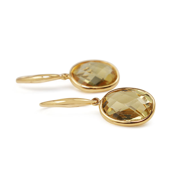 9ct Yellow Gold Citrine Drop Earrings