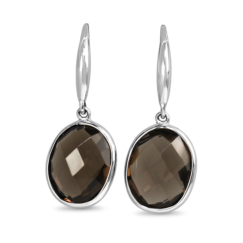 9ct White Gold Smokey Quartz Drop Earrings