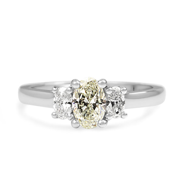 18ct White Gold 3 Stone Oval Diamond Ring