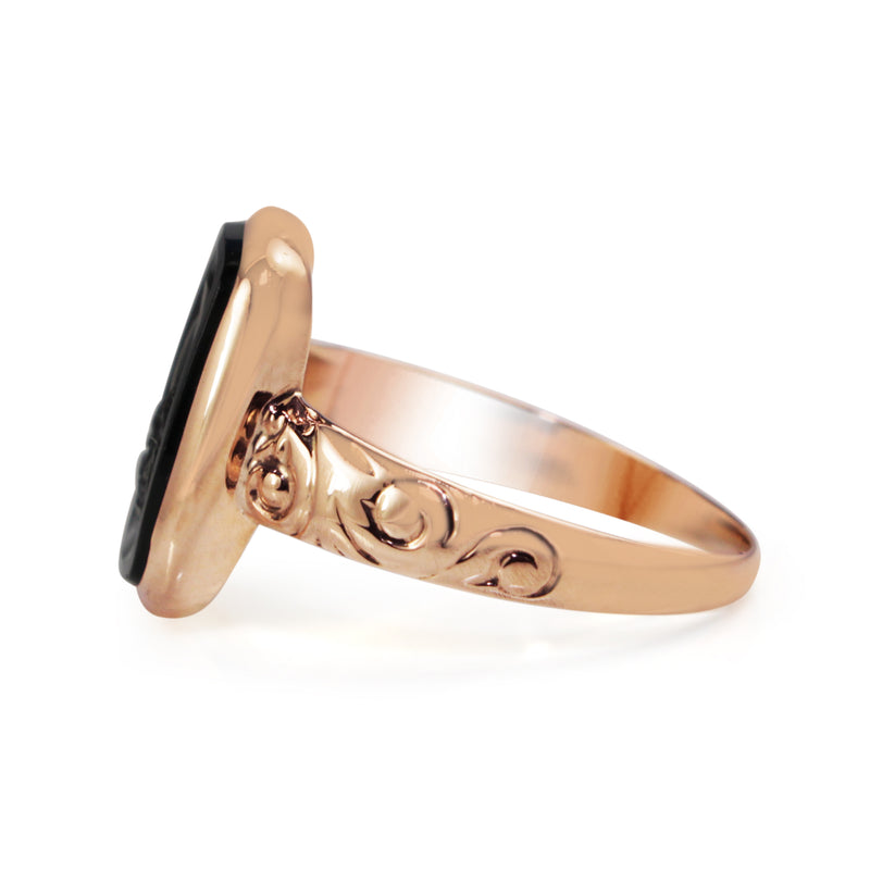 9ct Rose Gold Antique Garnet Intaglio Signet Ring