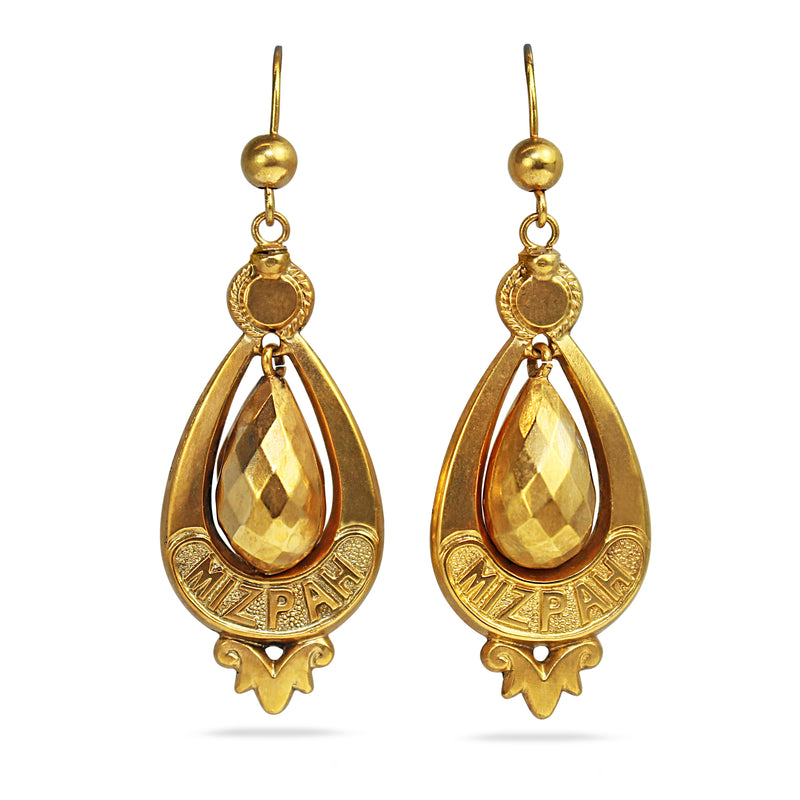 9ct Yellow Gold Rare Antique MIZPAH Earrings