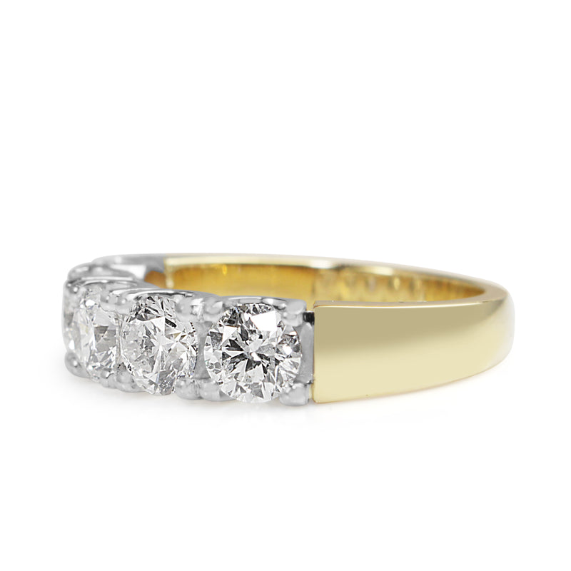 18ct Yellow and White Gold 2.10ct 5 Stone Diamond Ring