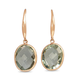 9ct Rose Gold Green Amethyst Drop Earrings