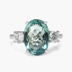 18ct White Gold Aquamarine and Diamond 3 Stone Ring