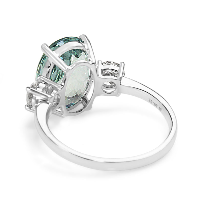 18ct White Gold Aquamarine and Diamond 3 Stone Ring