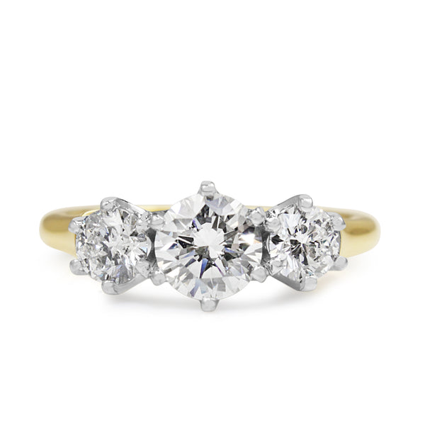 18ct Yellow and White Gold Victorian Style 3 Stone Diamond Ring