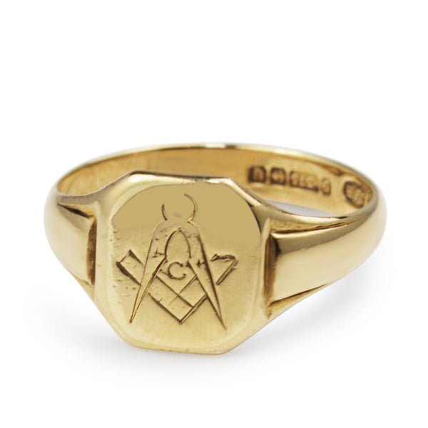 9ct Yellow Gold Masonic Signet Ring