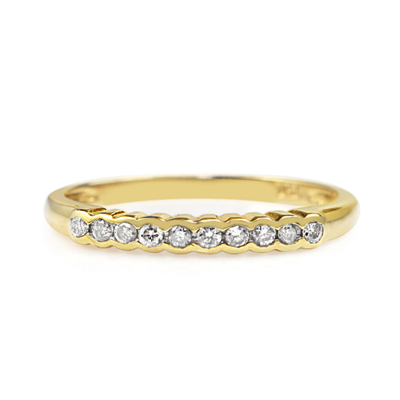 18ct Yellow Gold Diamond Half Bezel Band Ring