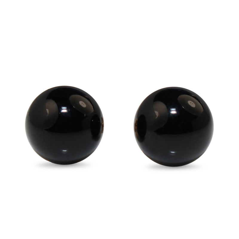 9ct Yellow Gold Onyx Ball Stud Earrings