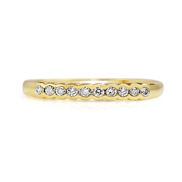 18ct Yellow Gold Diamond Half Bezel Band Ring