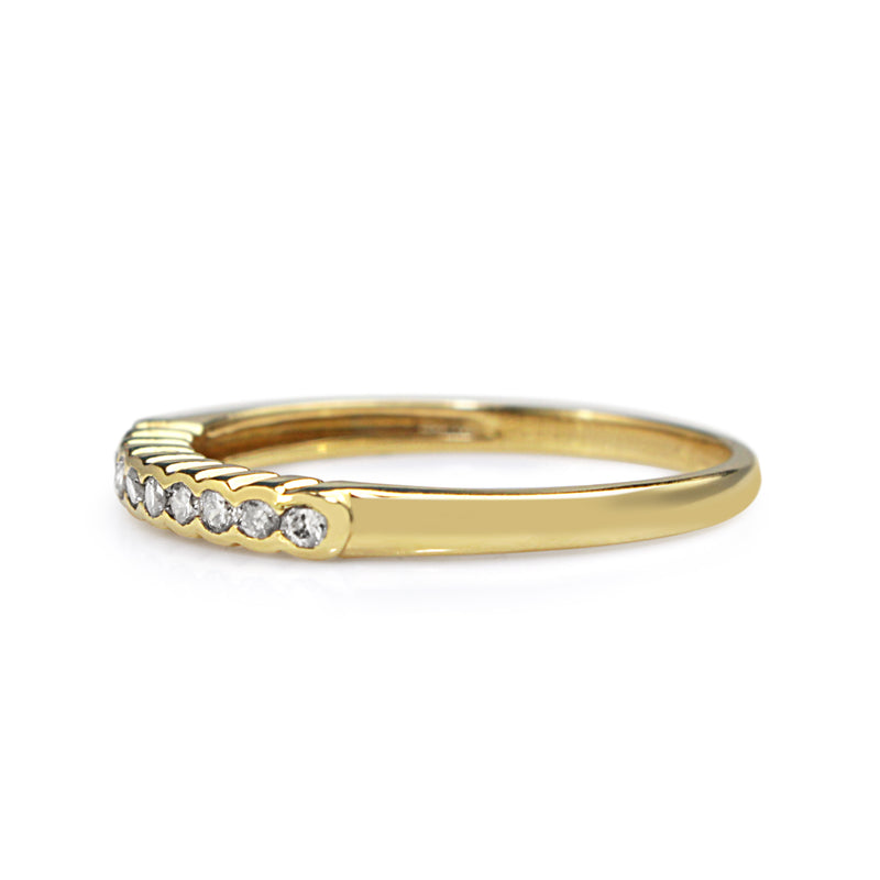 18ct Yellow Gold Diamond Half Bezel Band Ring