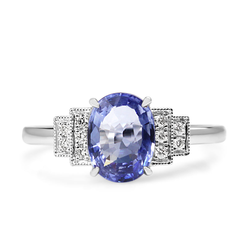 18ct White Gold Sapphire and Diamond Step Down Ring