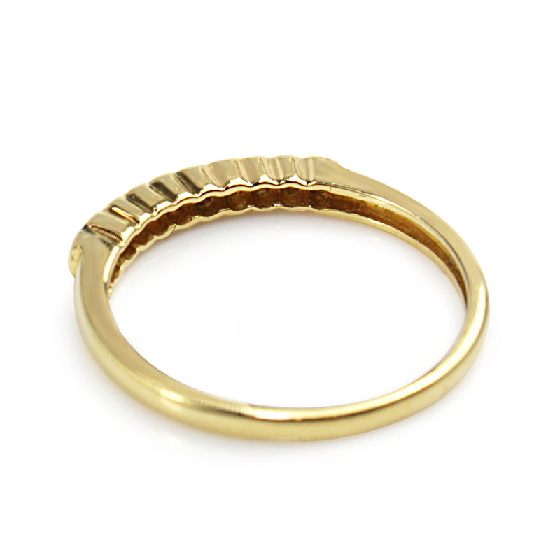 18ct Yellow Gold Diamond Half Bezel Band Ring