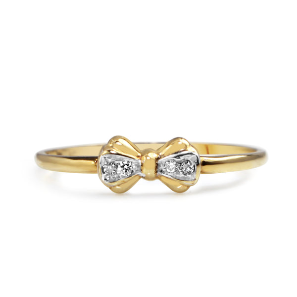 9ct Yellow Gold Diamond Bow Ring