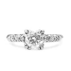 Platinum Diamond Solitaire Ring With Single Cut Diamond Band