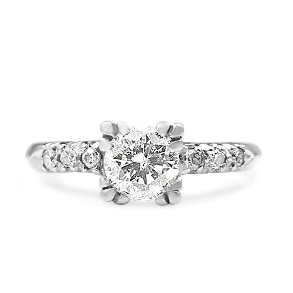 Platinum Diamond Solitaire Ring With Single Cut Diamond Band