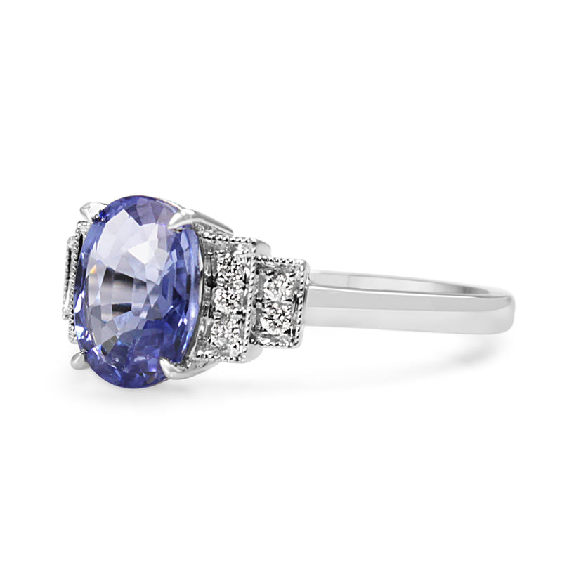 18ct White Gold Sapphire and Diamond Step Down Ring