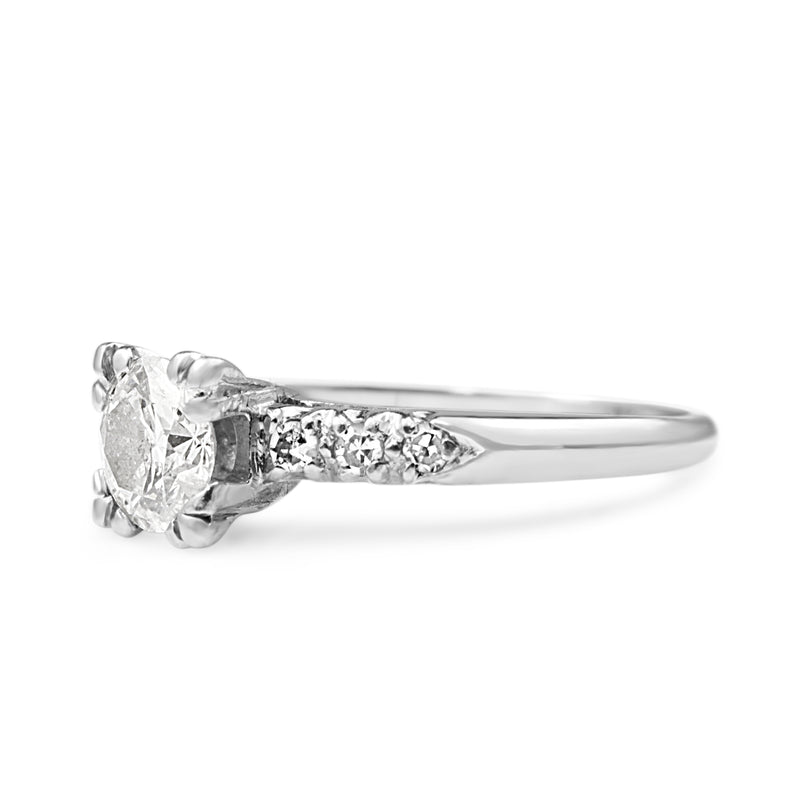 Platinum Diamond Solitaire Ring With Single Cut Diamond Band