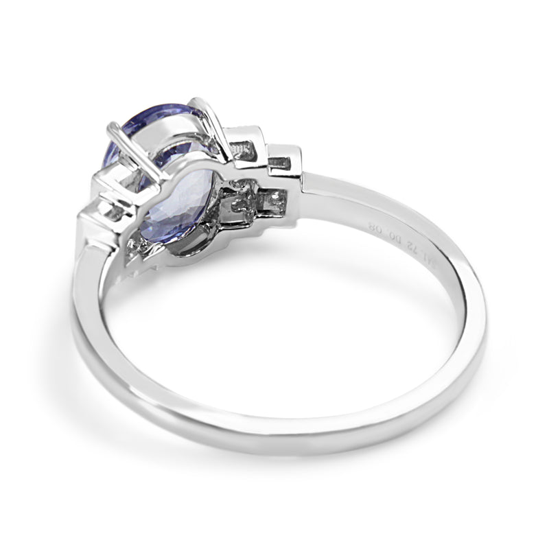 18ct White Gold Sapphire and Diamond Step Down Ring
