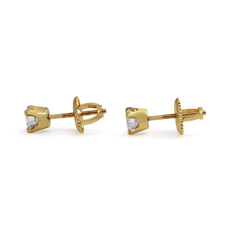 14ct Yellow Gold Diamond Stud Earrings