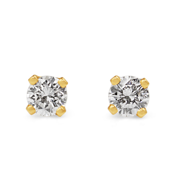 14ct Yellow Gold Diamond Stud Earrings