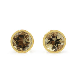 9ct Yellow Gold Citrine Bezel Stud Earrings