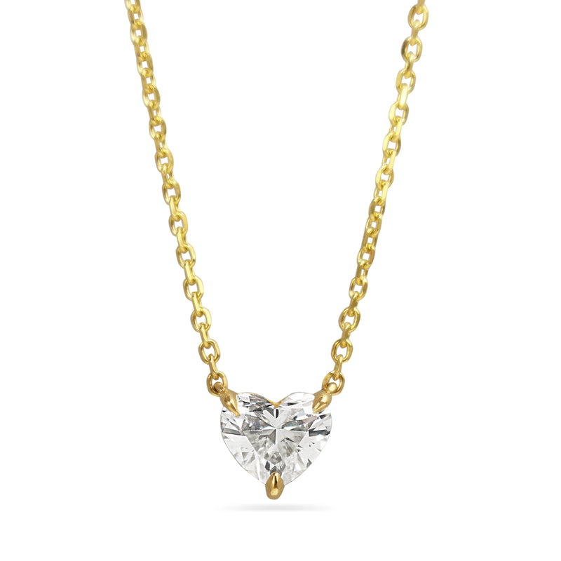 18ct Yellow Gold Heart Solitaire Diamond Necklace