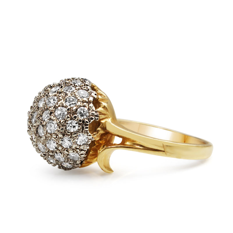 14ct Yellow and White Gold Single Cut Diamond Estate Cocktail Ring