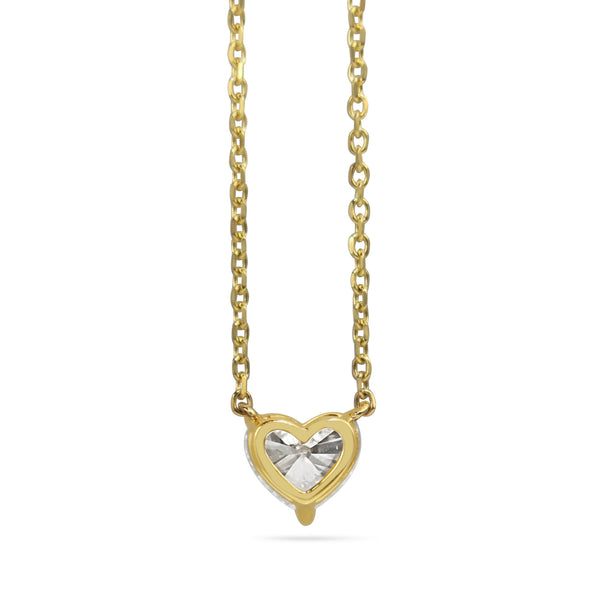 18ct Yellow Gold Heart Solitaire Diamond Necklace