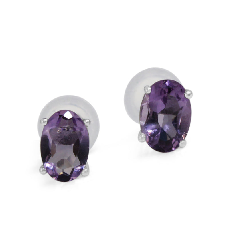 9ct White Gold Amethyst Stud Earrings