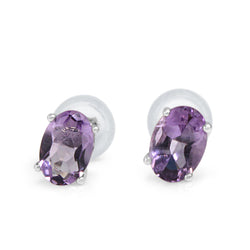 9ct White Gold Amethyst Stud Earrings