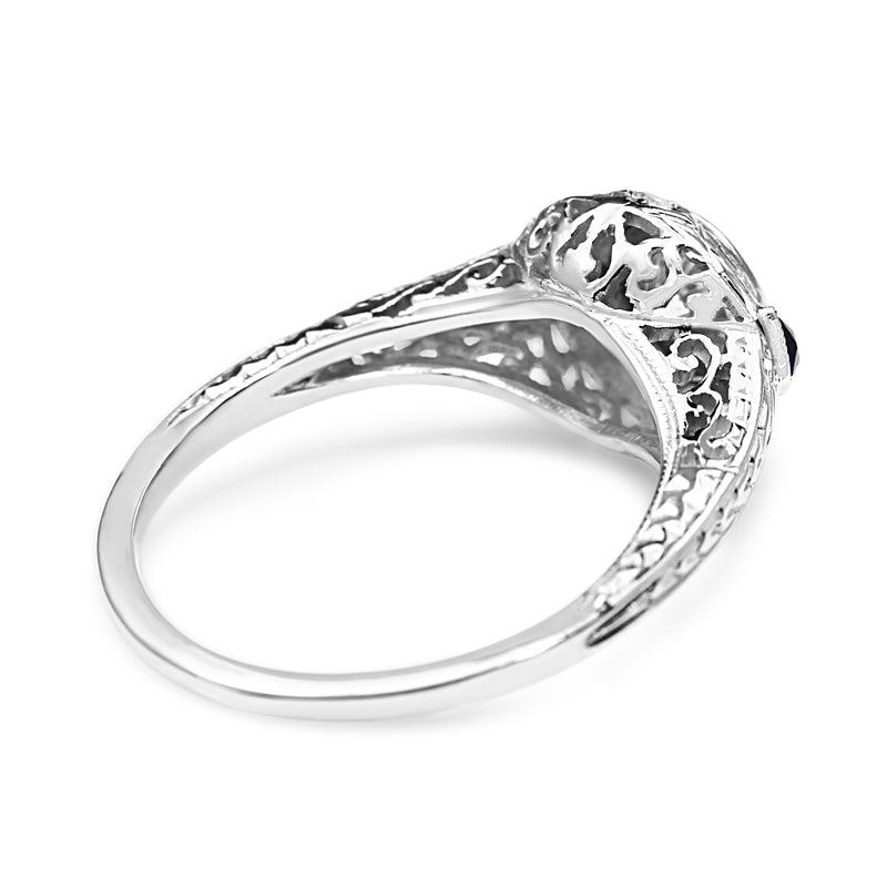 Platinum Deco Sapphire and Diamond Ring