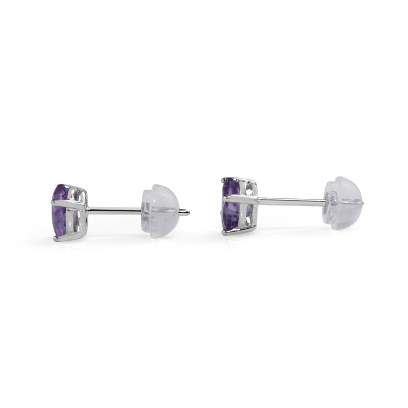 9ct White Gold Amethyst Stud Earrings