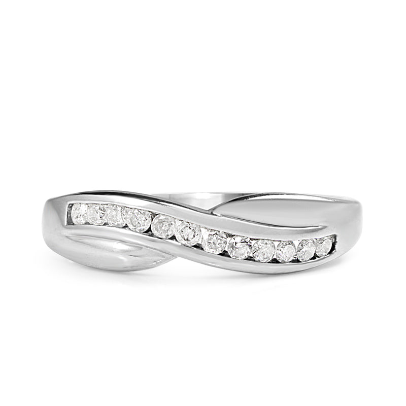 9ct White Gold Twist Diamond Band