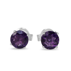 9ct White Gold Amethyst Stud Earrings