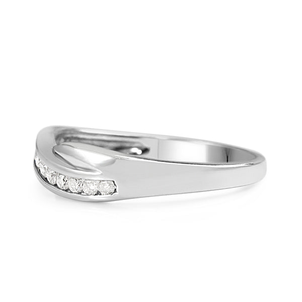 9ct White Gold Twist Diamond Band