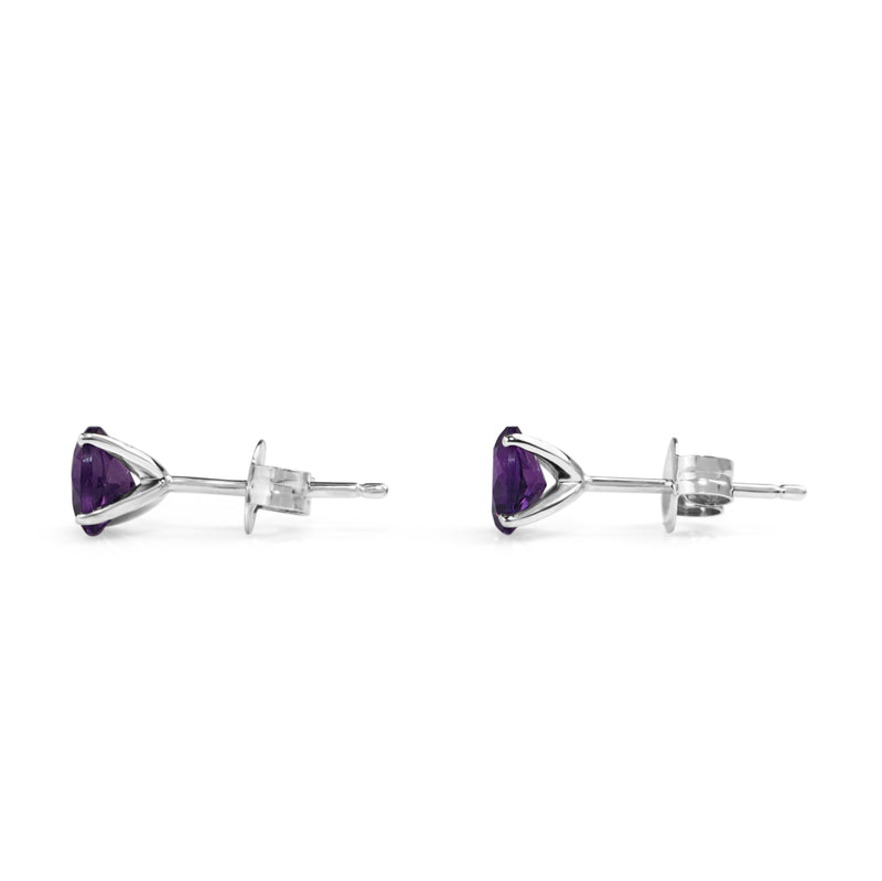 9ct White Gold Amethyst Stud Earrings