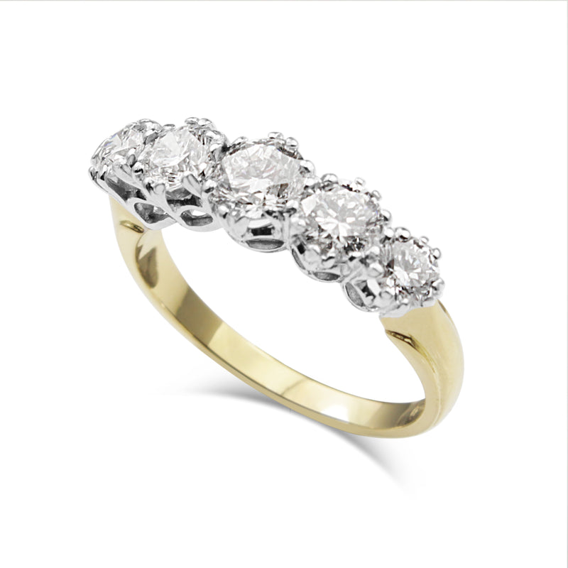 18ct Yellow and White Gold Victorian Style 5 Stone Ring