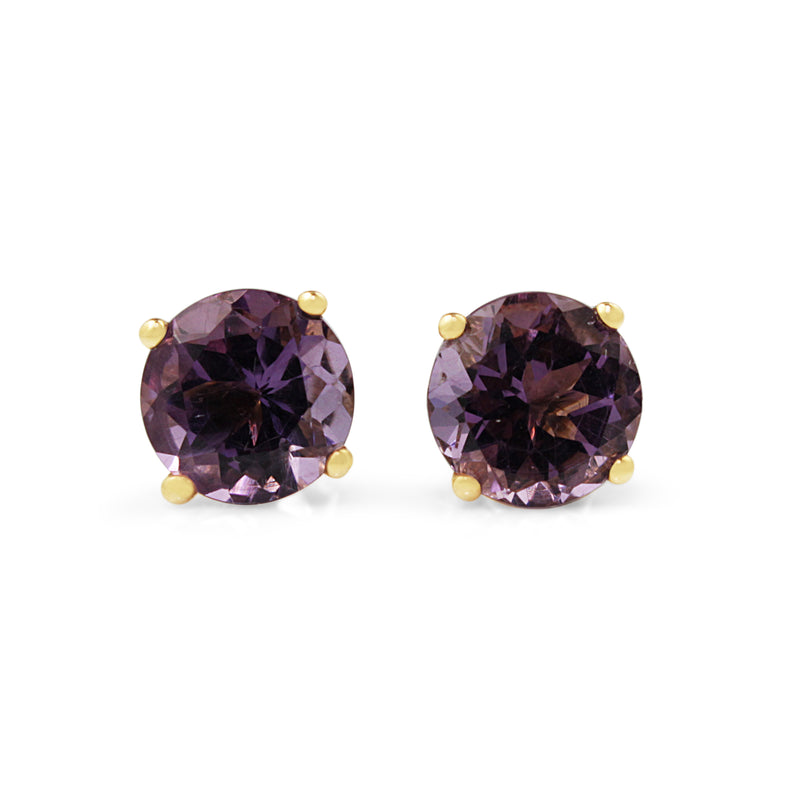 9ct Yellow Gold Large Amethyst Stud Earrings