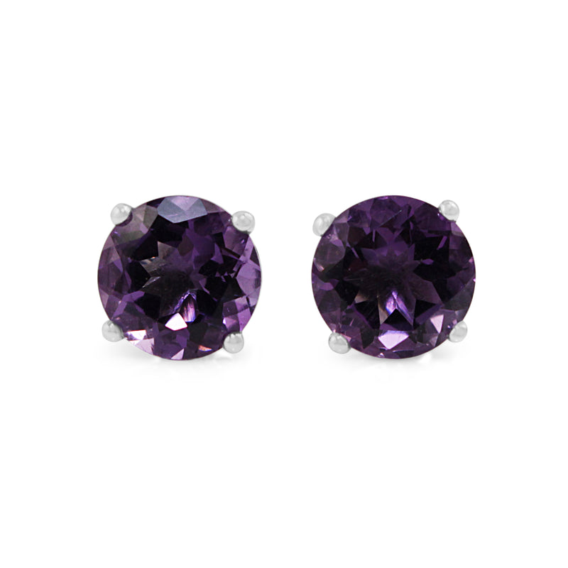 9ct White Gold Large Amethyst Stud Earrings