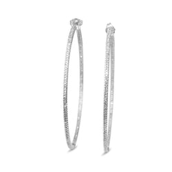 14ct White Gold Large Single Cut Diamond Hoop Earrings